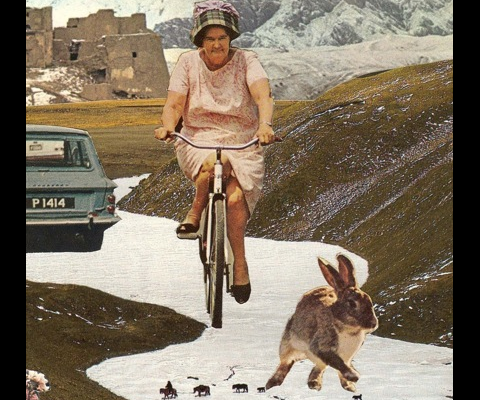 Living Feral is a collage shop by Vancouver based artist, Tracy Jager.  She assembles dreamscape collages from images that she cuts by hand from vintage materials.