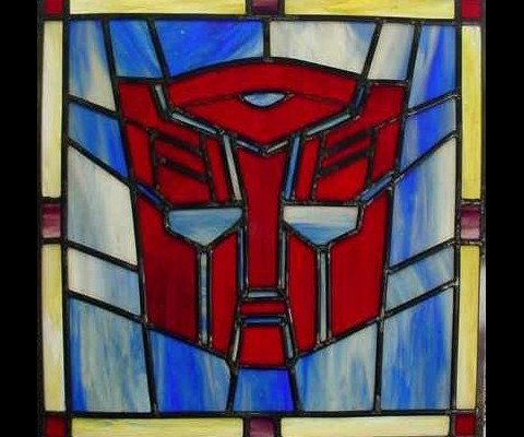 Check out these stained glass pieces by Timothy Miller, paying homage to nerdy favorites like Transformers, Thundercats and GI Joe! And on the Seventh Day, He rested - because it was Saturday, and Transformers was totally on TV.